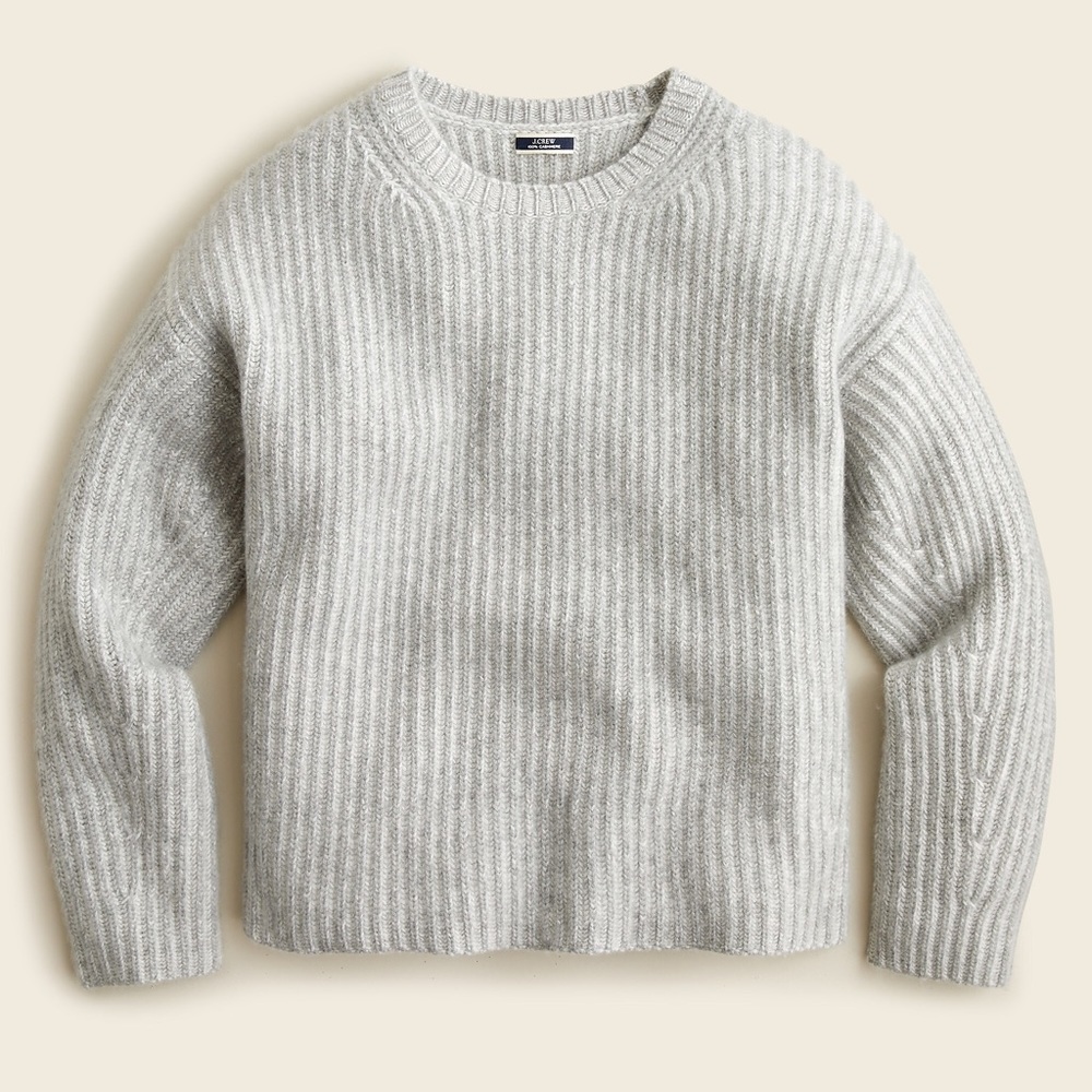 J.crew Cashmere plaited relaxed crewneck sweater